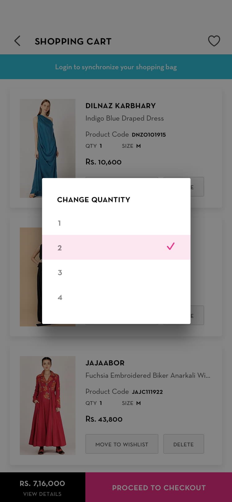 change quantity